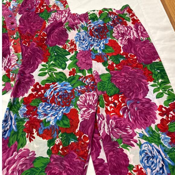 Victoria’s Secret Women’s Medium Vintage Gold Label Floral 2 Piece Set Pajamas - Picture 8 of 11